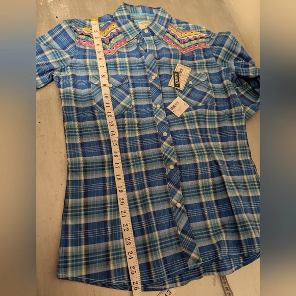 NWT Panhandle Slime Vintage Plaid Stretch 97% cotton Embroidered western Shirt - Picture 8 of 9